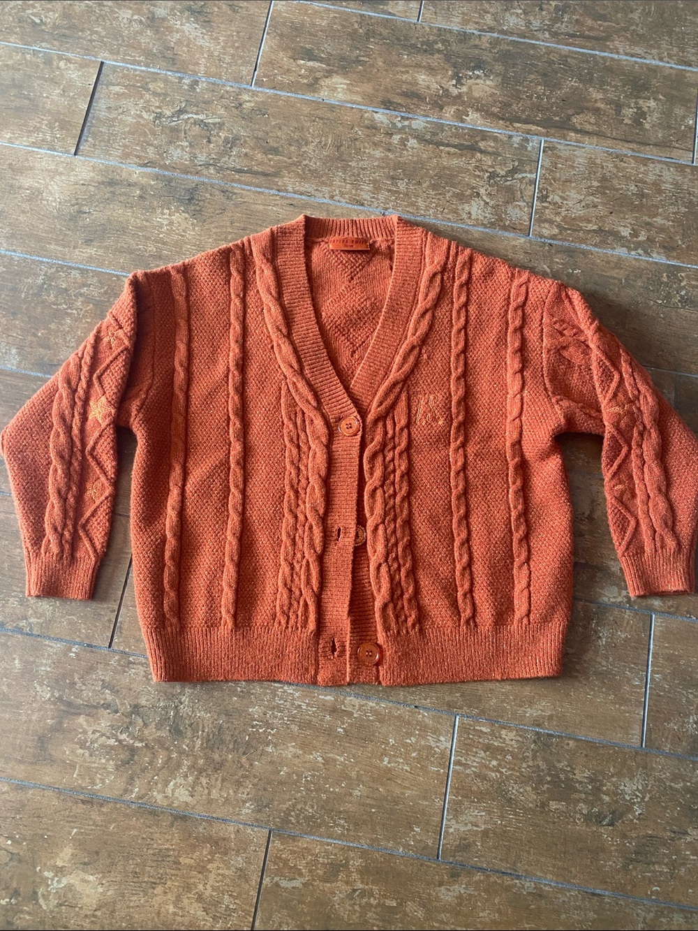 Girls Taylor Swift Burnt Orange Knit Cardigan w/ Shimmer. Excellent condition.